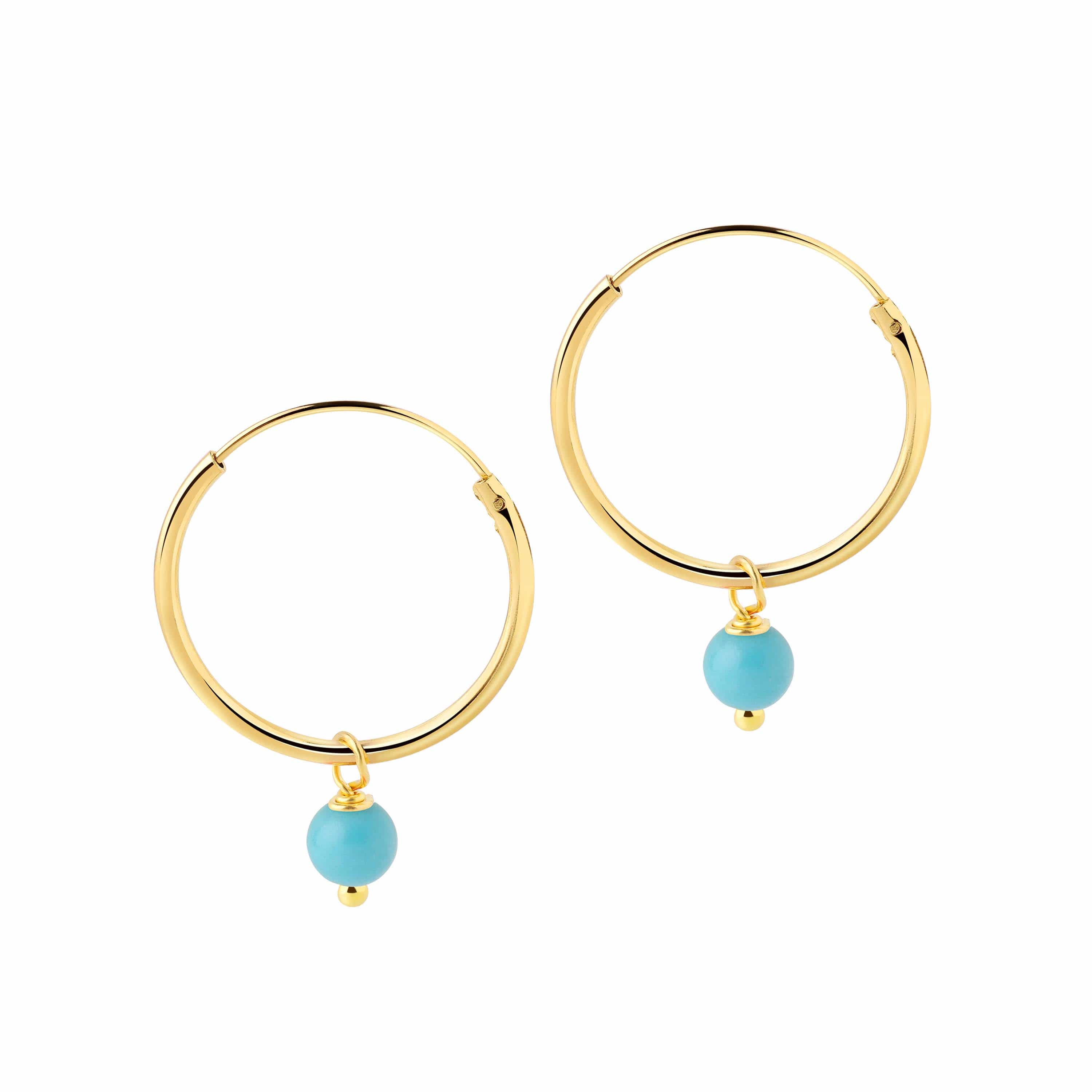 18mm Sleeping Beauty Turquoise Lever Back Earrings 14K White Gold