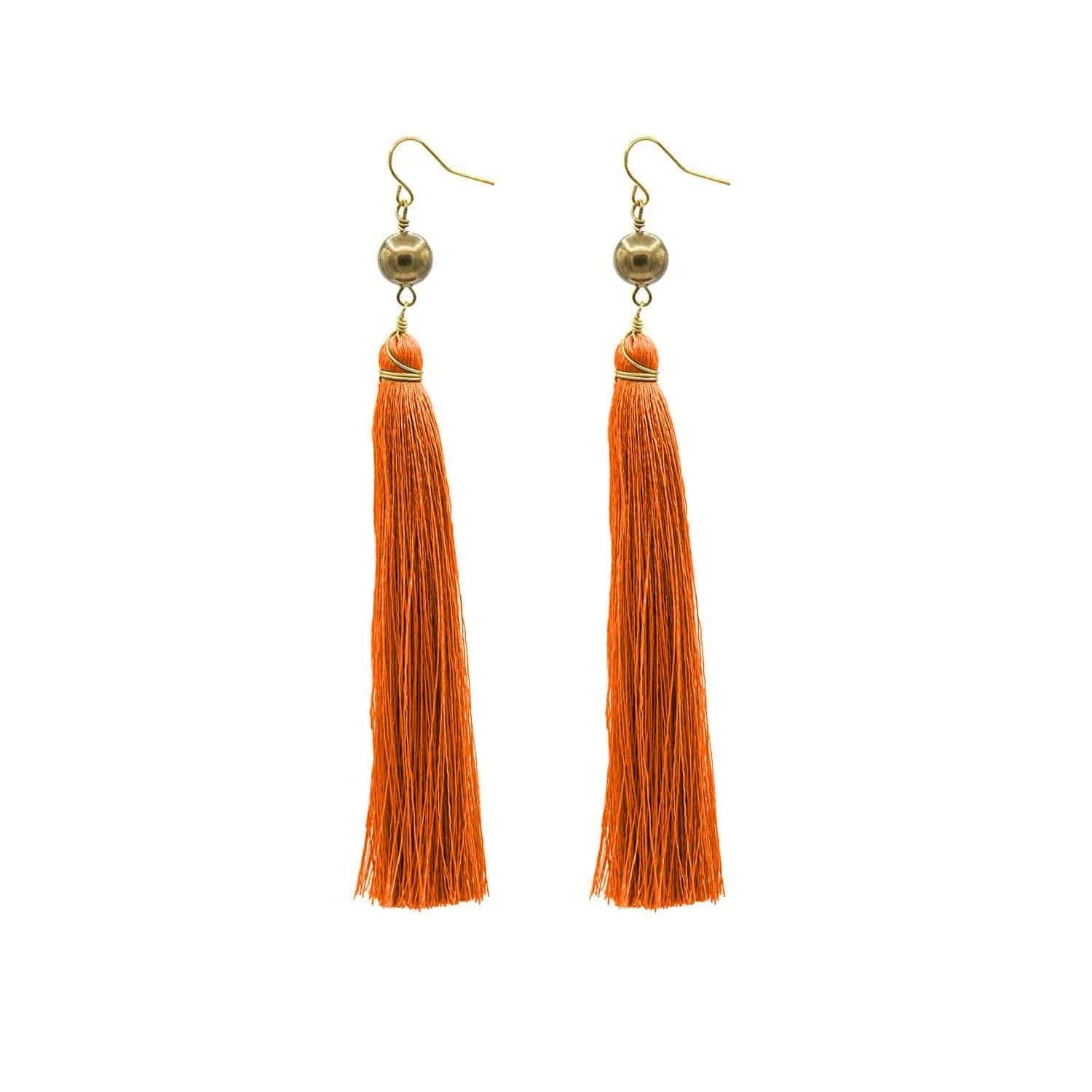Light Orange Color Enamel Pearl Embellished Chandbali Earring by  FashionCrab® - FashionCrab.us